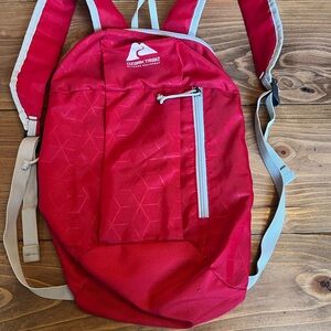 Ozark Trail Lightweight Packable Backpack Red Gray Travel Hiking Daypack 14L